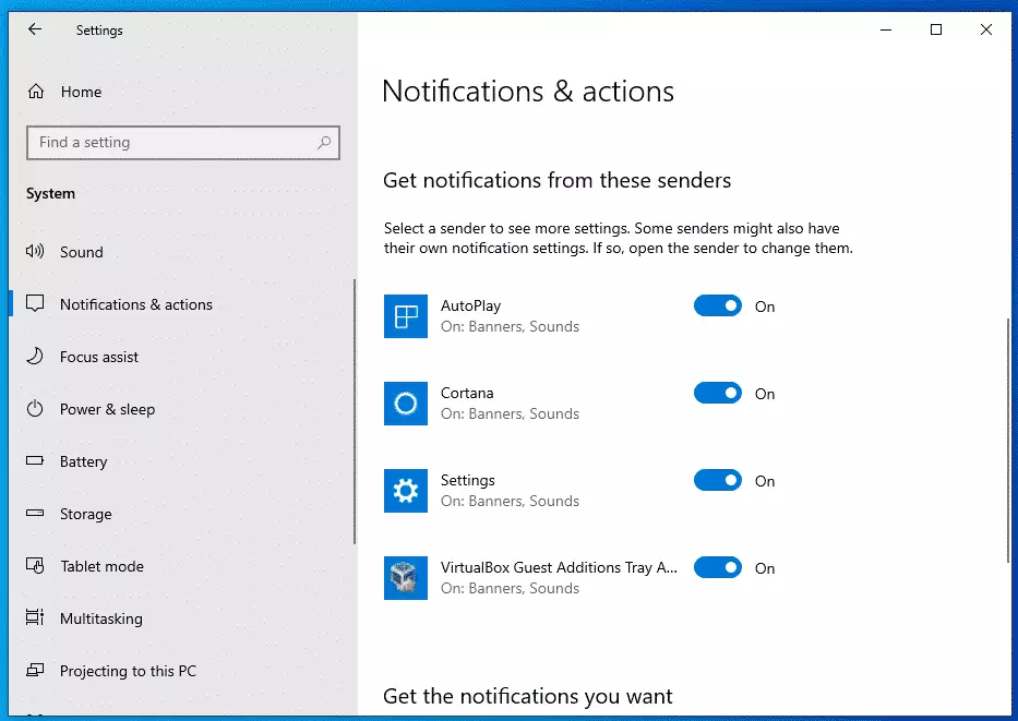 Windows 10 quick actions