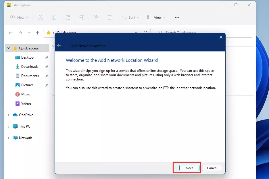 windows 11 welcome to network location wizard
